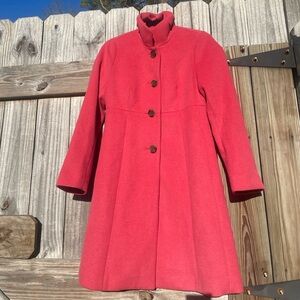 J Crew Uptown Ruffle Car Coat Women's Salmon Pink Coat Size 0